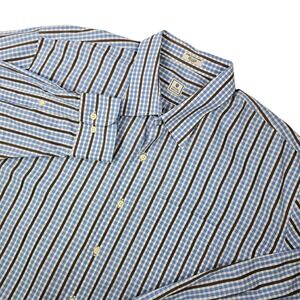 Peter Millar Shirt Mens XXL Blue Check Designer American Preppy Casual Timeless